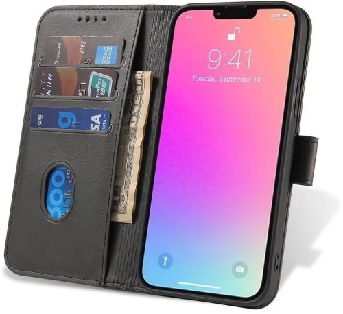 Magnet Case Cover for Xiaomi Redmi Note 12 5G / Poco X5 5G Cover with Flip Wallet Stand Black