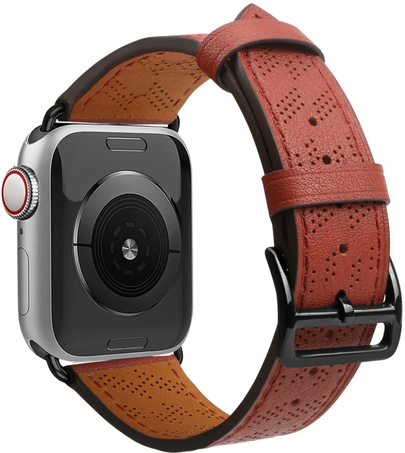 Strap Leather Leather strap for Apple Watch SE, 8, 7, 6, 5, 4, 3, 2, 1 (41, 40, 38 mm) band bracelet red