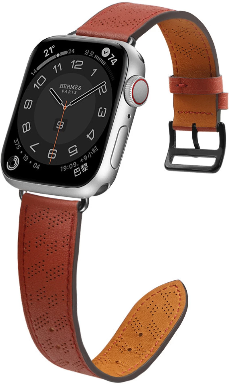 Strap Leather Leather strap for Apple Watch SE, 8, 7, 6, 5, 4, 3, 2, 1 (41, 40, 38 mm) band bracelet red