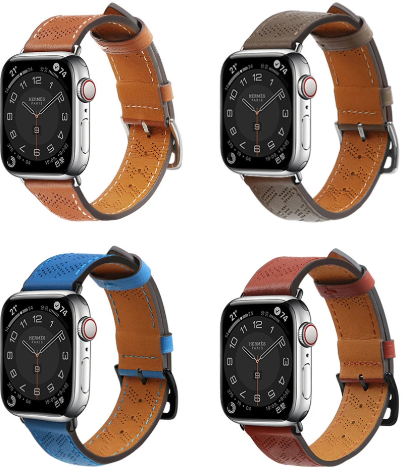 Strap Leather Leather strap for Apple Watch SE, 8, 7, 6, 5, 4, 3, 2, 1 (41, 40, 38 mm) band bracelet red