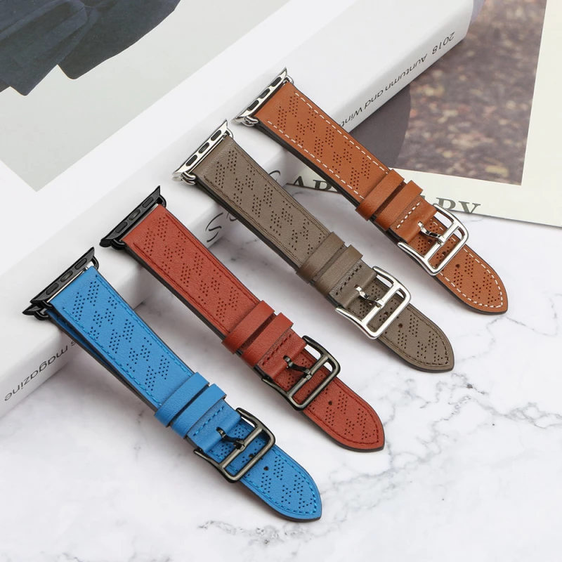 Strap Leather Leather strap for Apple Watch SE, 8, 7, 6, 5, 4, 3, 2, 1 (41, 40, 38 mm) band bracelet red