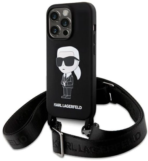 Karl Lagerfeld KLHCP15XSCBSKNK iPhone 15 Pro Max 6.7" hardcase black/black Crossbody Silicone Ikonik