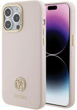 Guess Silicone Logo Strass 4G case for iPhone 15 Pro Max - pink