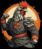 Karate rooster w φούτερ - BLACK