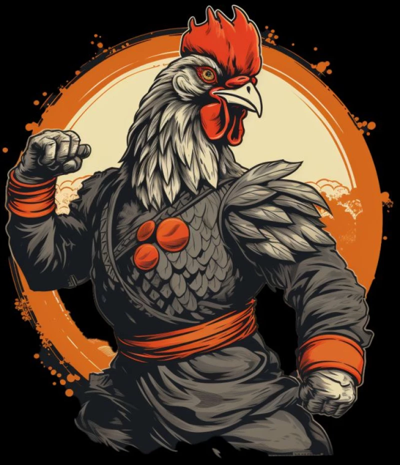 Karate rooster t-shirt - BLACK