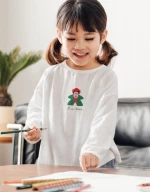 Frida Kahlo Meeple μακρυμάνικο παιδικό T-shirt - WHITE