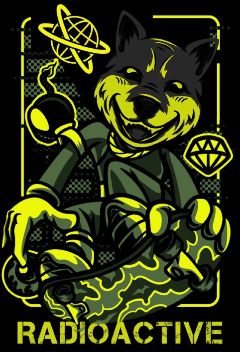 Radioactive Mutant Shiba Inu W Φουτερ Με Κουκουλα - BLACK