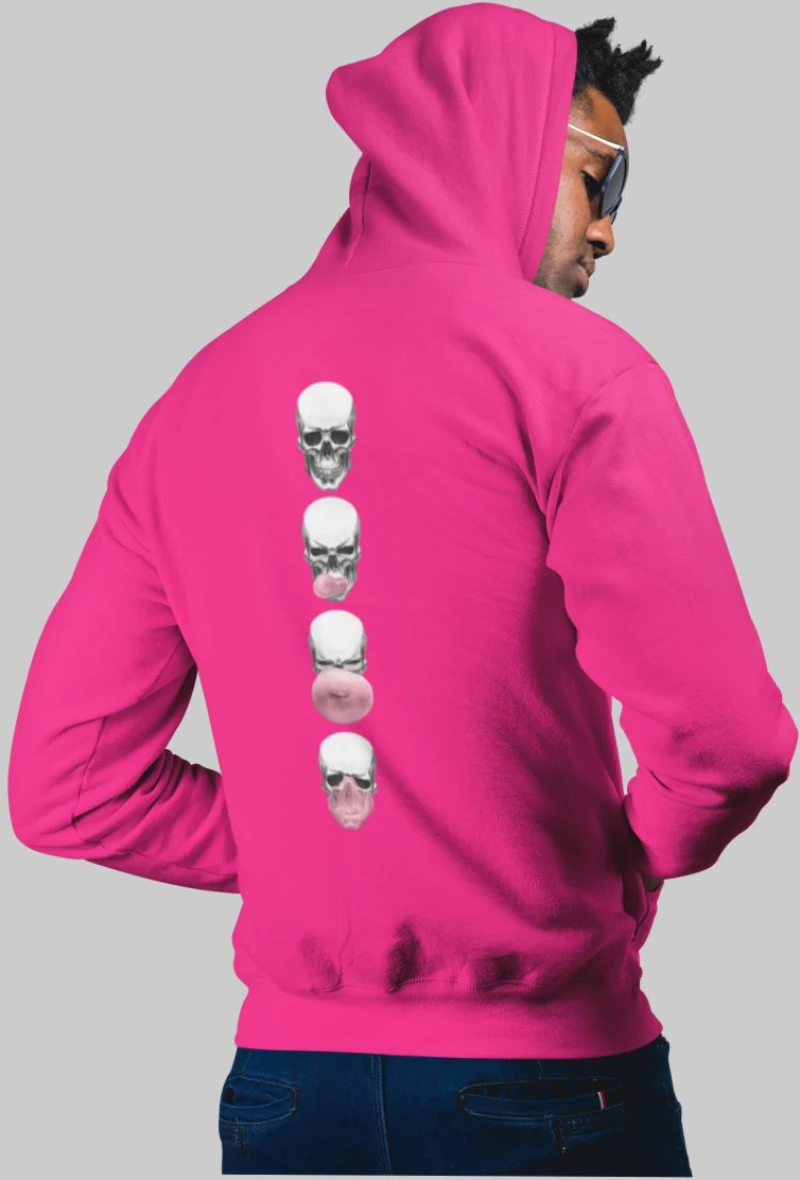 Skull Bubble Φούτερ Με Κουκούλα - FUCHSIA