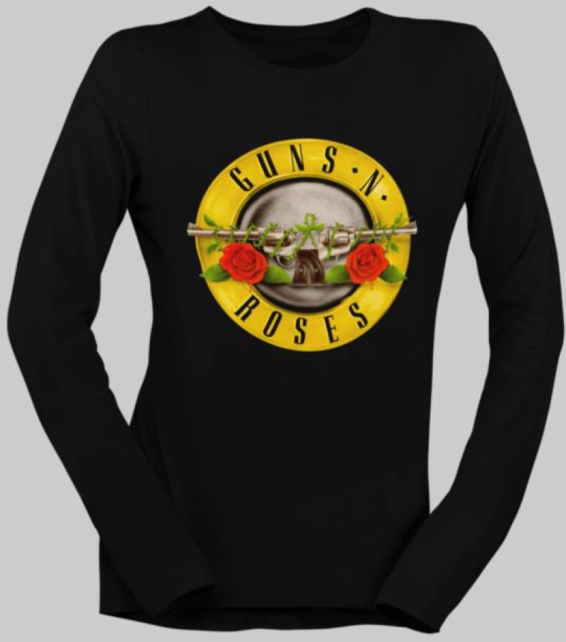 Guns N' Roses Logo μακρυμάνικο w T-shirt - BLACK