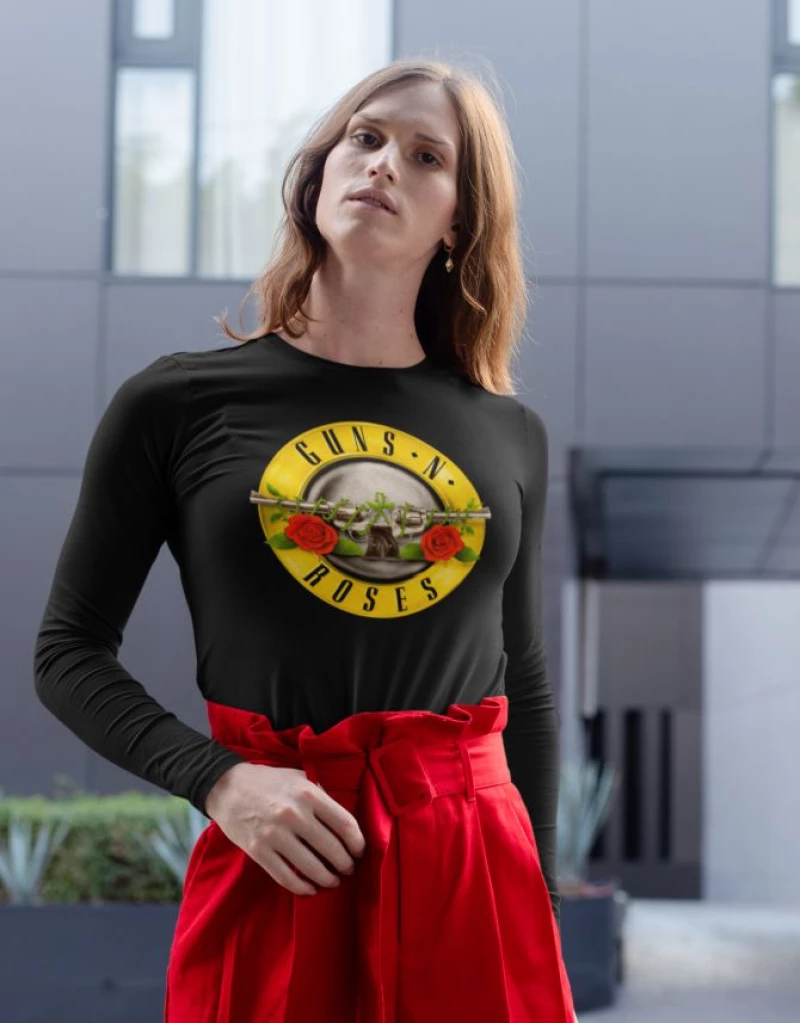 Guns N' Roses Logo μακρυμάνικο w T-shirt - BLACK