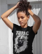 2pac w t-shirt - BLACK