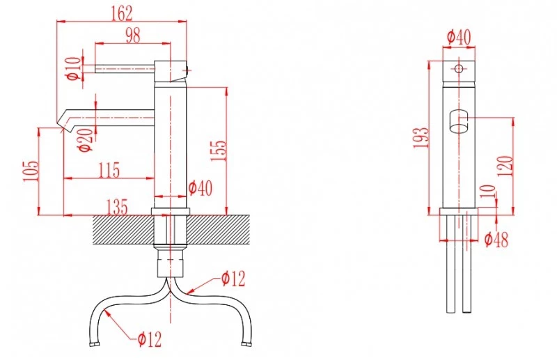 Μπαταρία Νιπτήρα Χρώμα Γκρι  Inter Ceramic Galant ICF 1007001G