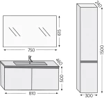 Έπιπλο Μπάνιου Furnibath Madrid 80C Royal Grey Βάση,Νιπτήρας,Καθρέφτης(5MD80CGR)