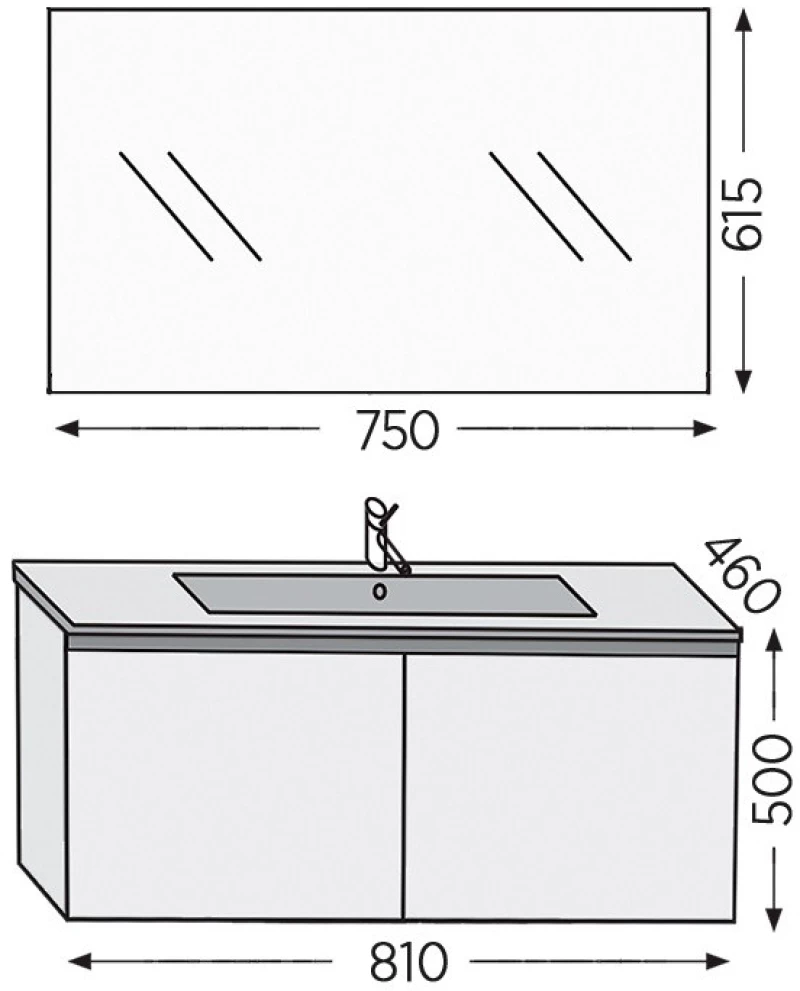 Έπιπλο Μπάνιου Furnibath Madrid 80C Royal Grey Βάση,Νιπτήρας,Καθρέφτης(5MD80CGR)