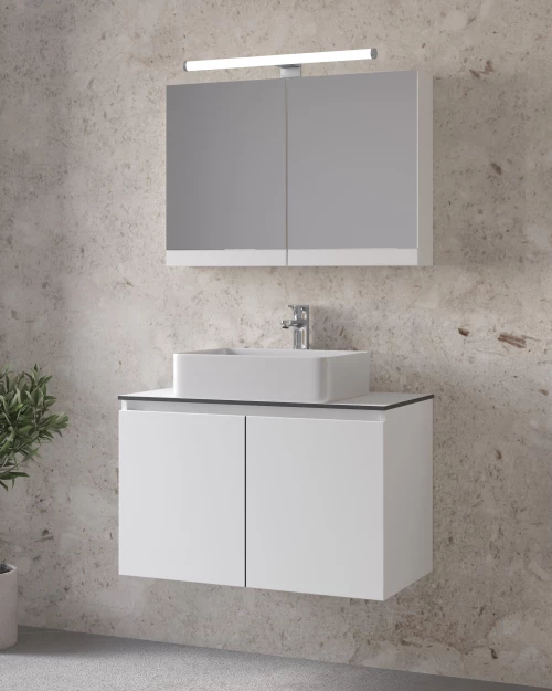 Έπιπλο Μπάνιου Furnibath Madrid 80TA Royal White Βάση,Νιπτήρας,Καθρέφτης-Κρυφοντούλαπο (5MDCT80AWH)