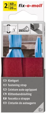 Ζώνη Hook+Loop Κόκκινο 60cmx20mm 2Τμχ