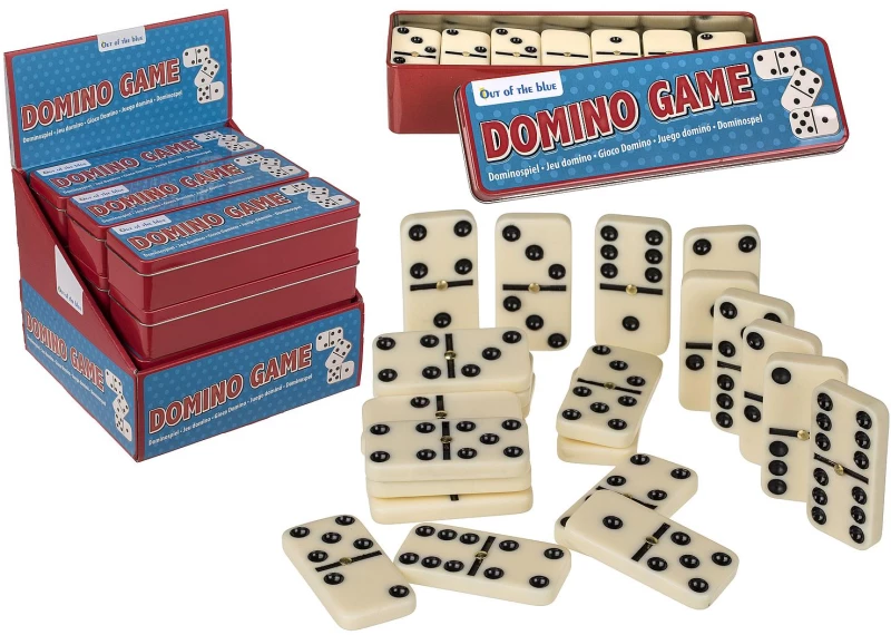 Επιτραπέζιο Παιχνίδι Domino Με 28 Κομμάτια Σε Μεταλλικό Κουτί