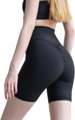 Ψηλόμεσο Midi Σορτς Push-Up και Σύσφιξης με Σούρα Q-672 Black