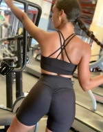 Ψηλόμεσο Midi Σορτς Push-Up και Σύσφιξης με Σούρα Q-672 Black