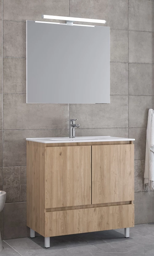 Έπιπλο Μπάνιου Furnibath Malaga 80C Royal Walnut Βάση,Νιπτήρας,Καθρέφτης (72ML80CWL)