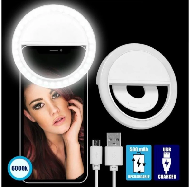 Selfie Ring Light LED SMD 2W 200 lm για Κινητό και Tablet Globostar 79042 Λευκό