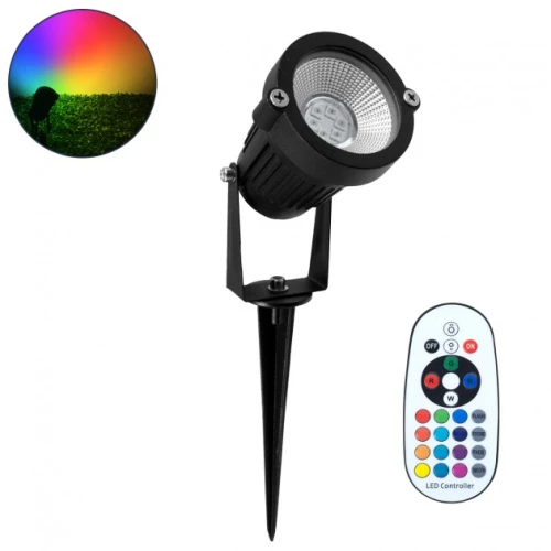 Προβολάκι Κήπου Καρφί 10W IP67 RGB Dimmable Μαύρο 75588 Globostar 75588 Μαύρο