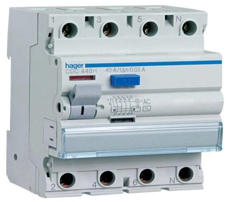 Ρελέ διαφυγής 40A-63A τύπου AC τριφασικό Hager CDC742H CDC763H CDC763H