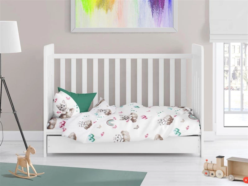 Παπλωματοθήκη Εμπριμέ bebe Kitten 560 120X160 Petrol 100% Cotton - -
