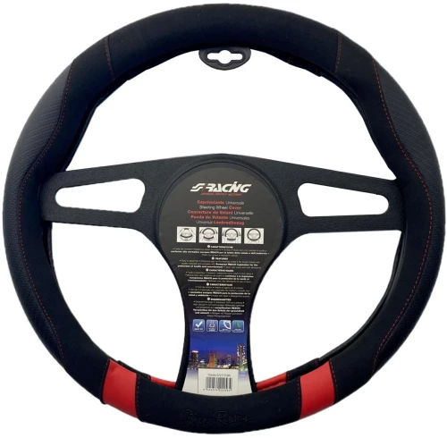 Simoni Racing ΚΑΛΥΜΜΑ ΤΙΜΟΝΙΟΥ GOOD VIBE R CARBON LOOK ΜΑΥΡΟ/KOKKINO ΟΙΚΟΛΟΓΙΚΟ ΔΕΡΜΑ 37-39cm SIMONI RACING  - 1 τεμ. SRCVT/73R