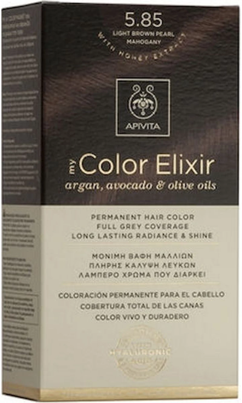Apivita My Color Elixir Μόνιμη Βαφή Μαλλιών Χωρίς Αμμωνία - 5.85 Καστανό Ανοιχτό Περλέ