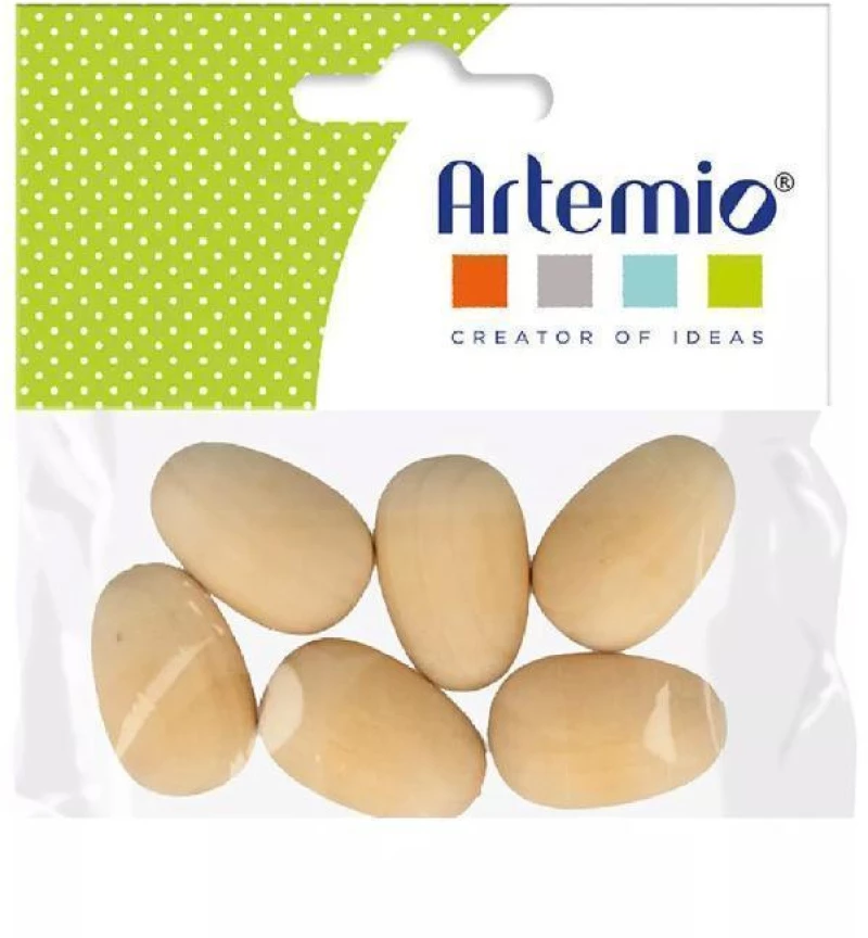 Ξύλινο αυγό Artemio 3,5x2,3cm σετ 6τμχ 1214003226