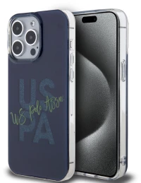 U.S. Polo Assn. Hard Case IML Glitter Script – Θήκη προστασίας από σιλικόνη iPhone 15 Pro Max Navy – USHCP15XUGLV