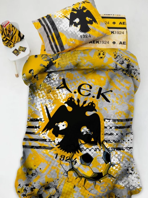 Σετ Σεντόνια Μονά (170x260) AEK8 βαμβακερά Palamaiki