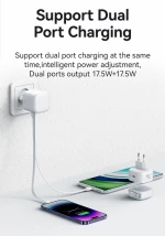 USAMS φορτιστής τοίχου US-CC209 καλώδιο Lightning, USB-C 35W GaN, λευκός