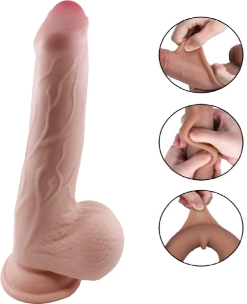 Oliv Sliding Bendable Dildo TPE Double Layer Passion Labs Skin