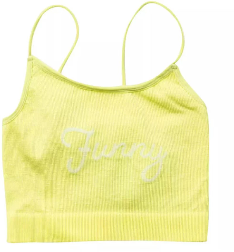 Μπλούζα crop top "Funny" κίτρινο neon (Κίτρινο)