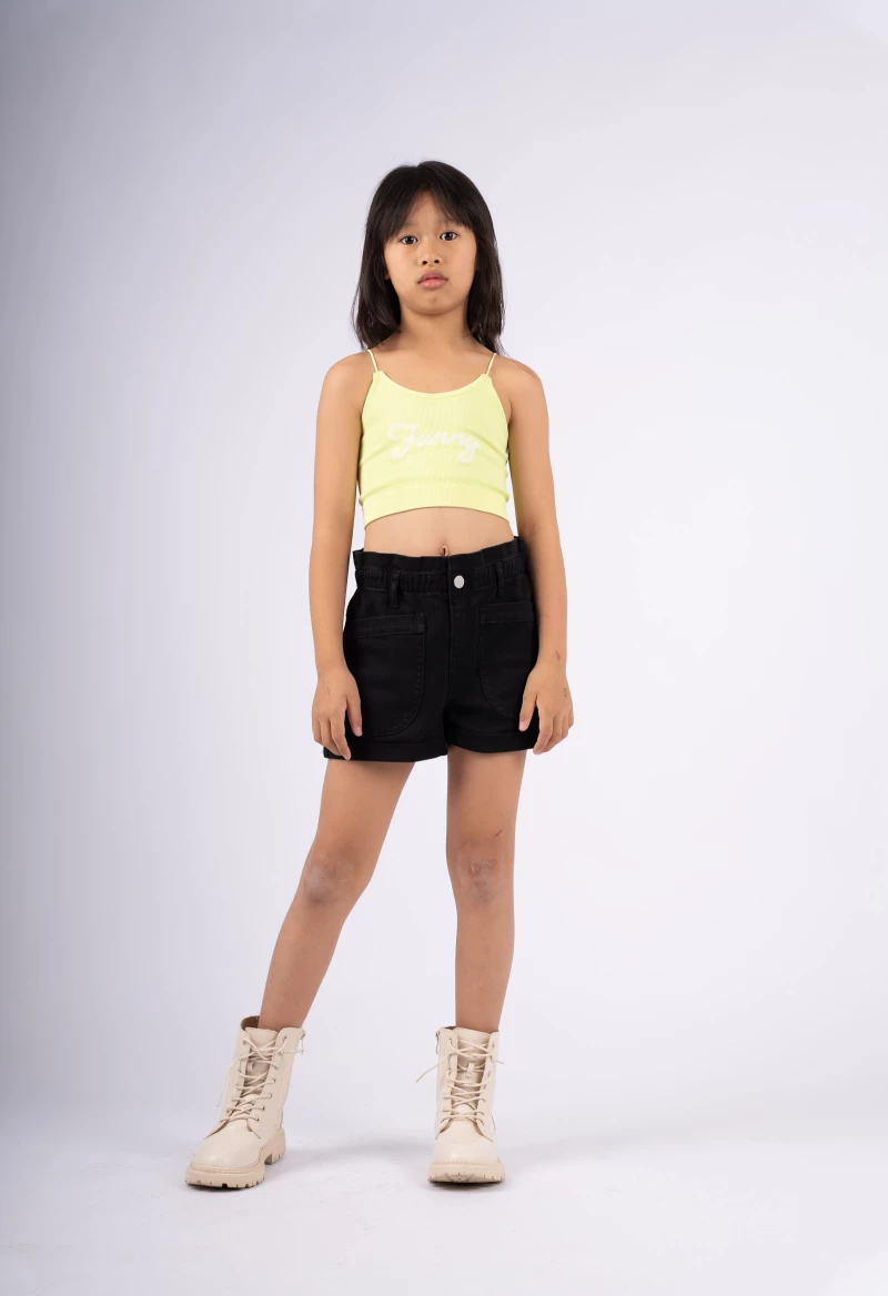 Μπλούζα crop top "Funny" κίτρινο neon (Κίτρινο)