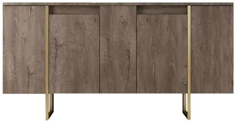 Μπουφές Luxe 618BLY1180 160x35x80cm Walnut-Gold Μελαμίνη,Μέταλλο