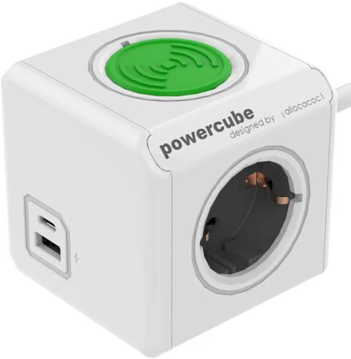 Πολύπριζο PowerCube 11092/DEPEWL Extended Usb A+C+Wireless 4/Θ Καλώδιο 1,5m White-Grey Allocacoc