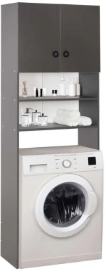 Έπιπλο Πλυντηρίου Terry HM9122.13 Με Ράφια & Ντουλάπι 64x29x181cm Grey Μελαμίνη