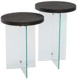 Τραπεζάκια Βοηθητικά Serenity (Σετ 2Τμχ) 552NOS2404 35x51/35x46cm Clear-Anthracite
