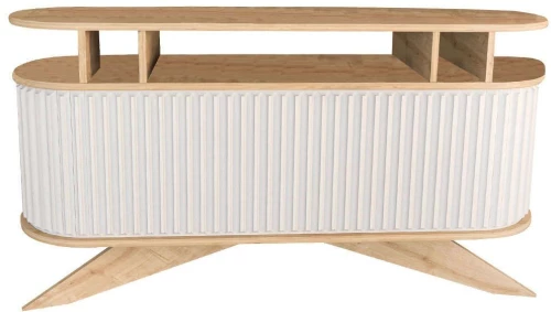 Μπουφές Stor 322RTC1515 150x43x75cm Oak-White Μοριοσανίδα, Μελαμίνη