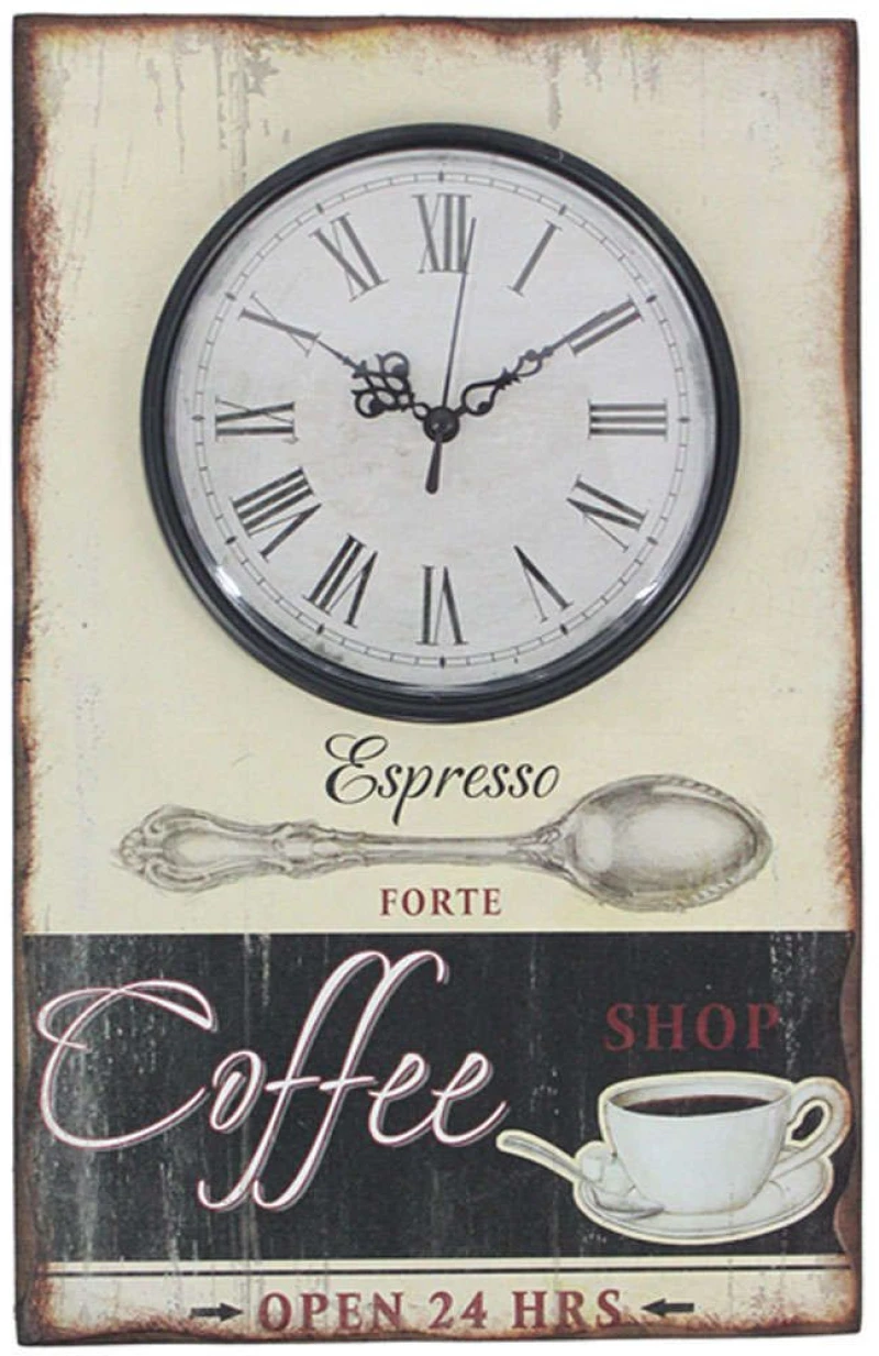 Ρολόι Τοίχου Coffee 15-00-15736 23x36cm Multi Marhome Ξύλο,Γυαλί