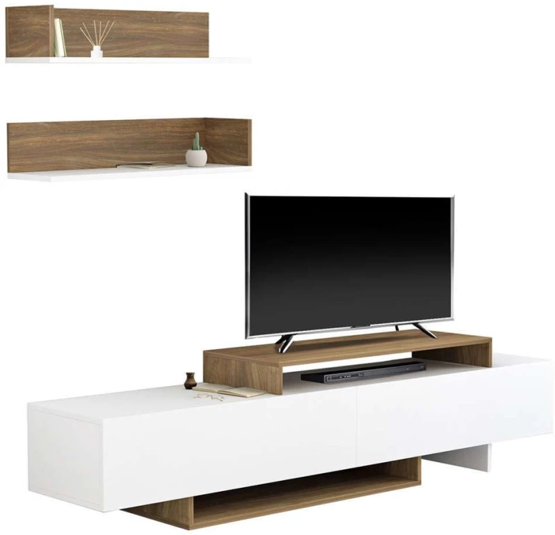 Σύνθετο Τηλεόρασης Eduardo HM8909.12 180x29,5x45cm White-Natural Μελαμίνη
