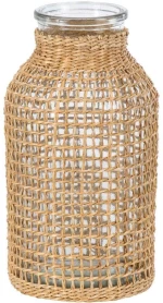 Βάζο Mandy 35620 Φ10,5x20cm Natural GloboStar Γυαλί,Bamboo