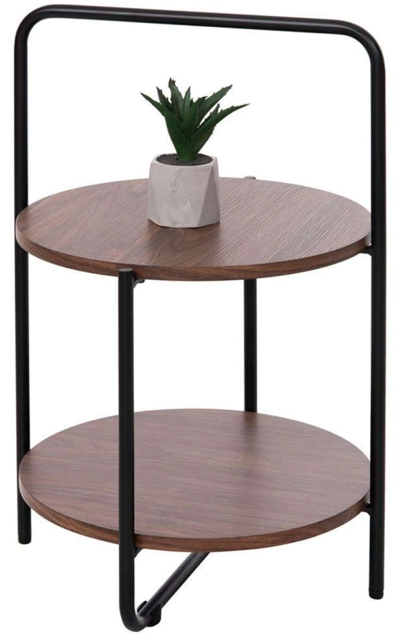 Τραπέζι Βοηθητικό Sylo HM9618.02 Φ44x66cm Wallnut-Black Mdf,Μέταλλο