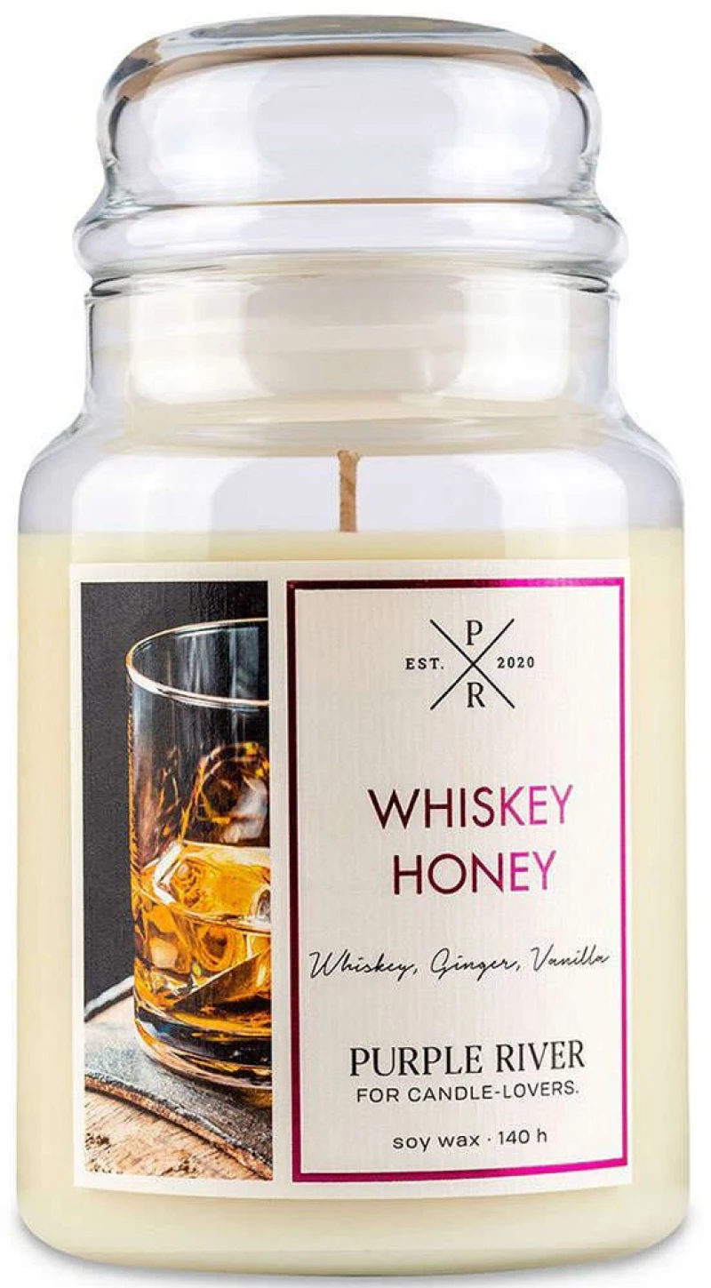 Αρωματικό Κερί Whiskey Honey A1061 10x18cm 623gr Cream Purple River Κερί Σόγιας