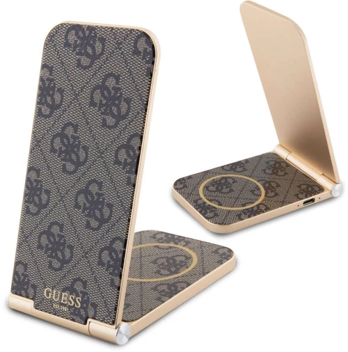 Αναδιπλούμενος Οικιακός Μαγνητικός Ταχυφορτιστής “4G Logo” GUDCFAL4PEGW Ισχύος 15W Brown Guess