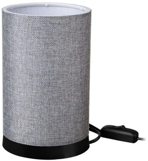 Φωτιστικό Επιτραπέζιο 14-0312 Tl-07/H-04 1/E27 Φ14x23,5cm Κυλινδρικό Αμπαζούρ Grey-Black Heronia Μέταλλο,Ύφασμα