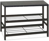 Παπουτσοθήκη Dalia 0226173 65x30x45cm Marble Effect Black Μελαμίνη,Μέταλλο